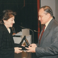 Honored in Sidon by Mrs. Bahiyya on the occasion of his retirement in 1998